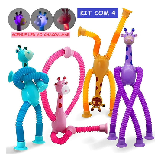 Kit 4 Girafas Pop It Sensorial com Ventosa