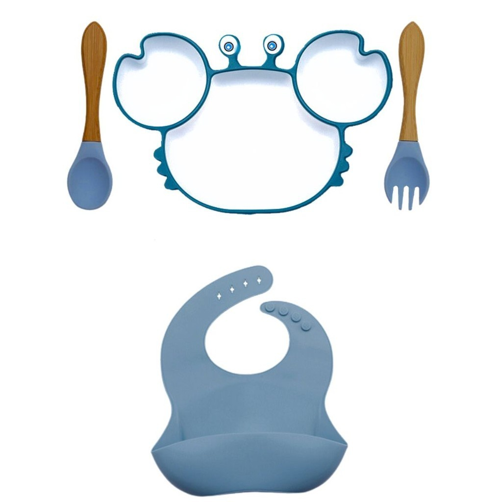 Kit Alimentação Bebê com Babador, Prato e Talheres