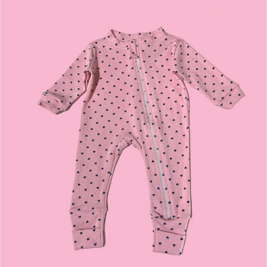 Kit com 3 macacões estampado para menina rosa com zíper